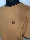 XL  vintage  Urban Village Vintage  urban village  top  tee  tan  t shirt  summer top  summer  short sleeved  short sleeve  retro  MOD  mens  Fred Perry  fred  crew neck  Cotton  brown