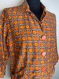 womens shirt  womens  vintage  Urban Village Vintage  urban village  two piece  suit  sleeve  skirt  shirt sleeve  shirt  set  pockets  orange  jacket  floral  blouse  50s  3/4 sleeves  1950s  10