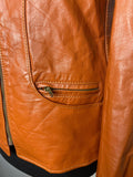 zip  vintage  urban village  tan  pockets  mens  leather  jacket  hippie  fitted  clothing  brown  70s  1970s