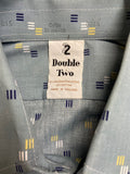 double two  vintage  Urban Village Vintage  urban village  Shirt  s  print  Mens Shirts  mens  floral  disco  dagger collar  button  blue  70s  1970s