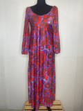 1970s Purple/Red Medieval Psychedelic Maxi Dress - UK 8