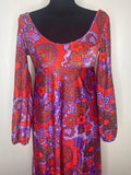 scoop neck  balloon sleeves  balloon sleeve  purple  Red  psychedelic  psych  womens  vintage  velvet  Urban Village Vintage  retro  medieval  maxi dress  maxi  long sleeve  dress  boho  8  70s  70  1970s