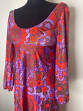 scoop neck  balloon sleeves  balloon sleeve  purple  Red  psychedelic  psych  womens  vintage  velvet  Urban Village Vintage  retro  medieval  maxi dress  maxi  long sleeve  dress  boho  8  70s  70  1970s