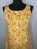 Yellow  womens  vintage  trapeze dress  trapeze  shift dress  shift  retro  psychedelic  orange  MOD  mini dress  mini  floral print  floral dress  floral  festival  dress  daisy print  daisy  A-Line  60s  1960s  10