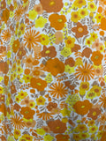 1960s Sleeveless Yellow/Orange Micro Mini Daisy Trapeze Dress - UK 10