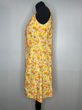 Yellow  womens  vintage  trapeze dress  trapeze  shift dress  shift  retro  psychedelic  orange  MOD  mini dress  mini  floral print  floral dress  floral  festival  dress  daisy print  daisy  A-Line  60s  1960s  10