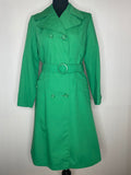 1970s Kelly Green Double Breasted Trench Coat/Mac - UK 10