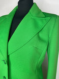 work wear  womens jacket  womens  vintage suit  vintage  Urban Village Vintage  urban village  two piece  suit  Skirts  single breasted  secretary  pointed collar  office wear  long sleeve  large pointed collar  large collar  knitwear  kelly green  Jacket  Green  8-10  8  70s  1970s  10