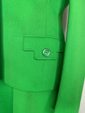 work wear  womens jacket  womens  vintage suit  vintage  Urban Village Vintage  urban village  two piece  suit  Skirts  single breasted  secretary  pointed collar  office wear  long sleeve  large pointed collar  large collar  knitwear  kelly green  Jacket  Green  8-10  8  70s  1970s  10