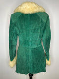 woodstock  womens  Winter Coat  vintage  Urban Village Vintage  urban village  Suede Jacket  Suede  sheepskin collar  Sheepskin  shearling  quilted  penny lane  long sleeve  Jacket  hippy  hippie  Green  coat  boho  8-10  8  60s  1960s  10