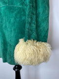 woodstock  womens  Winter Coat  vintage  Urban Village Vintage  urban village  Suede Jacket  Suede  sheepskin collar  Sheepskin  shearling  quilted  penny lane  long sleeve  Jacket  hippy  hippie  Green  coat  boho  8-10  8  60s  1960s  10