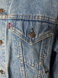 XL  vintage  Urban Village Vintage  urban village  mens  long sleeve  levis strauss  levis  levi strauss  levi  leather collar  Denim jacket  denim  collar  button  blue