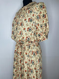 woodstock  womens  vintage  Urban Village Vintage  urban village  summer dress  prairie dress  prairie  patterned  maxi dress  hippy  hippie  folk  floral dress  floral  dress  cream  boho  bohemian  balloon sleeves  balloon sleeve  70s  70  1970s  14