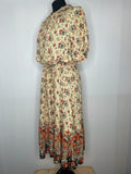 woodstock  womens  vintage  Urban Village Vintage  urban village  summer dress  prairie dress  prairie  patterned  maxi dress  hippy  hippie  folk  floral dress  floral  dress  cream  boho  bohemian  balloon sleeves  balloon sleeve  70s  70  1970s  14
