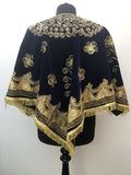 vintage  velvet  Urban Village Vintage  poncho  one size  Navy  Multi  gold  ethnic  embroidered  cape  blue