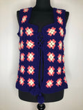1960s Lace up Crochet Hippie Top Size UK 12
