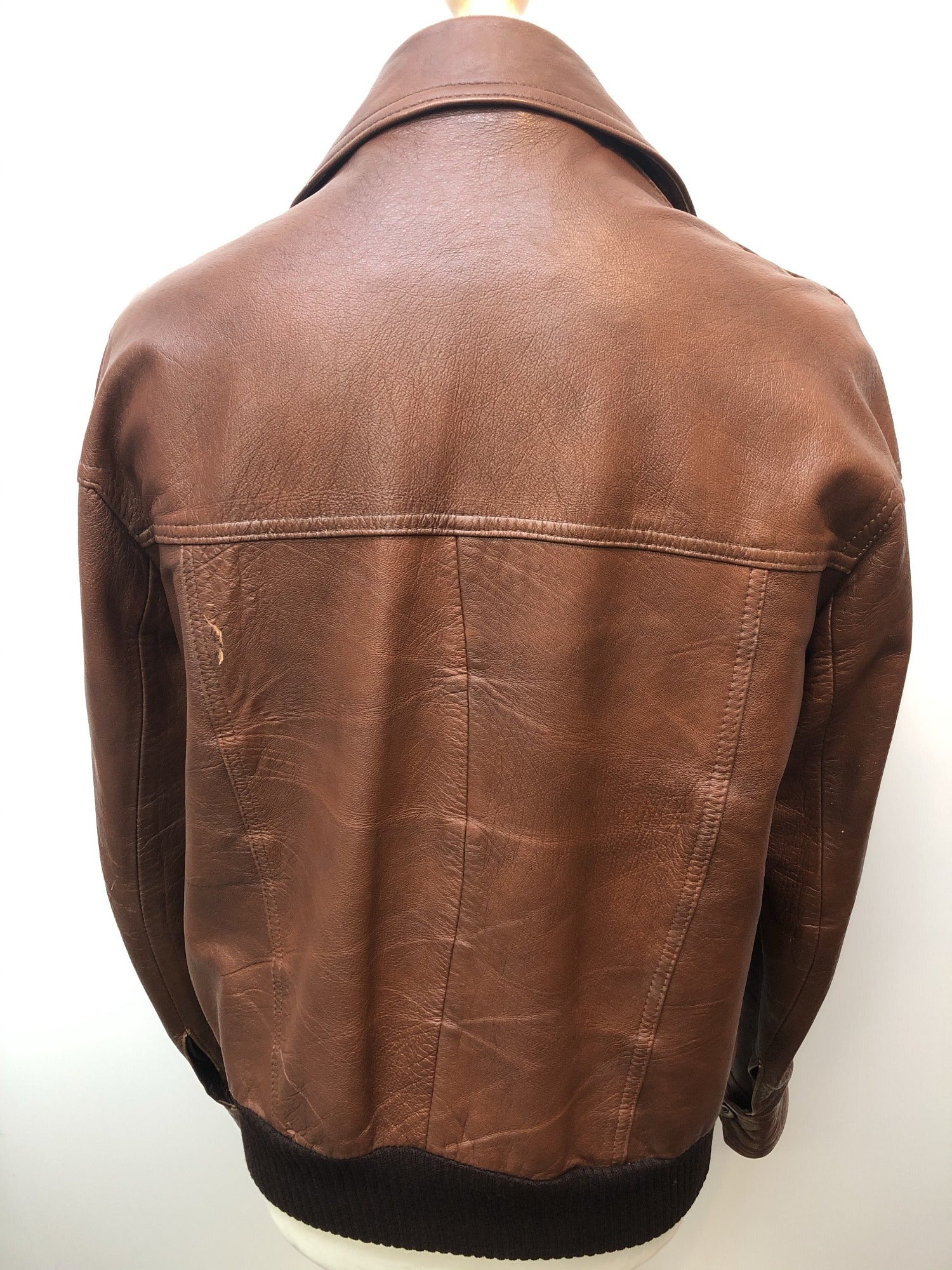 Mens Vintage Windsor Leatherwear Leather Jacket Brown - Size L - Urban Village Vintage
