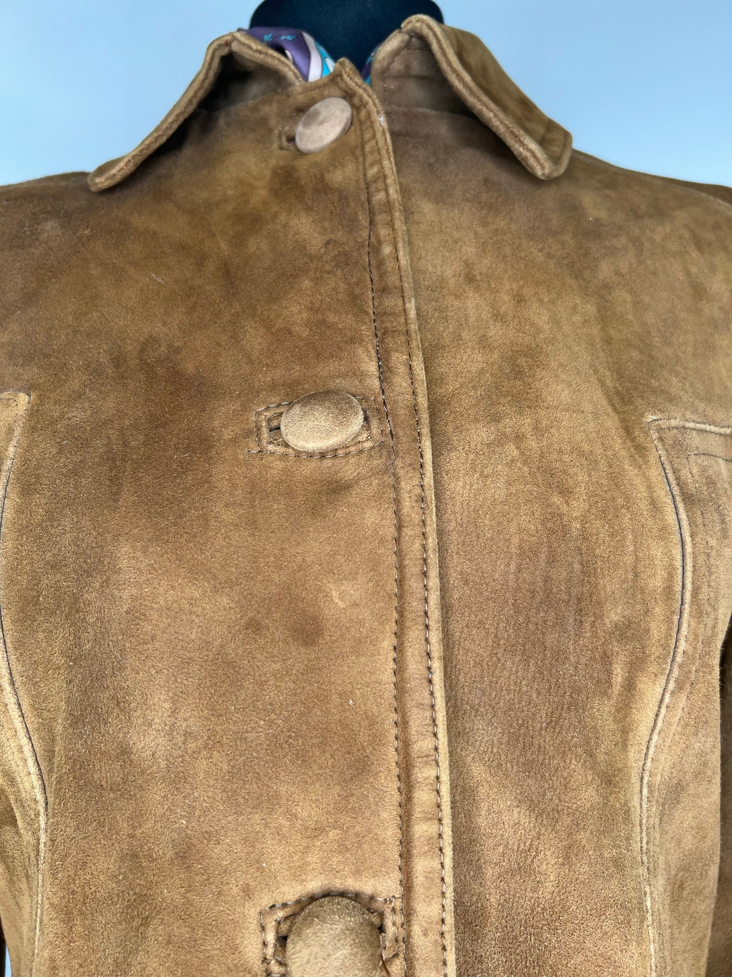 Vintage 1960s Suede Mod Jacket in Tan - Size UK 10 - Urban Village