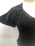 womens  vintage  velvet  Urban Village Vintage  polyester  mini dress  fitted  crop top  button front  blouse  black  angel sleeve  60s  6  1960s