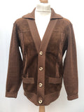 1970s Pierre Sangan Suede and Wool Cardigan - Size L