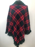 Vintage 1960s Tartan Knit Poncho by Miss Casual in Red and Green - Size UK 10