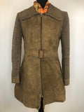 womens jacket  womens  vintage  Urban Village Vintage  Suede Jacket  Suede  Jacket  collar  coat  brown  borg sleeve  borg collar  borg  70s  1970s  10