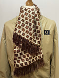 1960s 1970s Brown and white daisy print mod scarf  - One Size