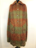 wool  womens  vintage  Urban Village Vintage  urban village  orange  mohair  m  long cape  Green  collar  checkered  checked  check  Cape Coat  cape  Andrew Stewart  60s  1960s