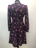 womens  vintage  purple  prairie dress  midi dress  floral print  collar dress  collar  70s  1970s  10 urban village vintage