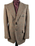 Vintage 1970s Check Wool Blend Blazer Jacket in Brown - Size L