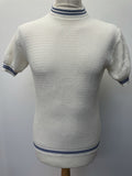 white  vintage  Urban Village Vintage  urban village  summer top  summer  Stripes  stripe  short sleeved  short sleeve  S  MOD  mens  light knit  knitwear  knitted  knit  elasticated  Crochet knit  crew neck  60s  1960s