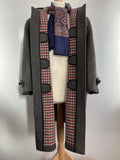 vintage  urban village  toggle  large  hooded  grey  football  duffle coat  duffle  coat  check  casuals  aquascutum  70s  1970s