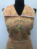 Yellow  womens  vintage  Urban Village Vintage  summer dress  polyester  patterned  Orange  floral print  floral dress  floral  dress  crocget  collar dress  Co Op  back zip  70s  60s  1960s  16