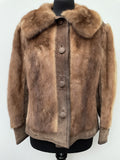 womens  vintage  Urban Village Vintage  urban village  Suede Jacket  Suede  s. jaffs furs ltd  real fur  mink  long sleeve  lining  fur  collar  brown  big collar  50s style  50's  1950s  12