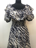 womens  white  vintage  Urban Village Vintage  urban village  summer dress  stripe  ruffle  patterned  off shoulder  maxi dress  hippie  folk  floral dress  floral  dress  boho  bohemian  blue  balloon sleeves  70s  70  1970s  12