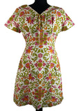 Vintage 1960s Floral Print Silk Dress by The Thai Room Singapore - Size UK 8