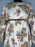 womens  vintage  velvet trim  Urban Village Vintage  robe  maxi  long length  house jacket  gown  floral print  duster  dressing gown  cream  brown  70s  6  1970s