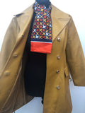 Vintage 1970s Double Breasted Faux Leather Jacket in Mustard - Size UK 10-12