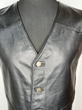 XL  waistcoat  vintage  Vera Pelle  Urban Village Vintage  urban village  sleeveless  pockets  mens  Leather  front pockets  deadstock  dark brown  button front  brown  70s  70  1970s