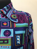 womens shirt  womens  vintage  Urban Village Vintage  urban village  Shirt  purple  psychedelic  psych  printed shirt  patterned  patterened  long sleeve  hippy  hippie  evening blouse  Diolen  collar  blue  blouse  big collar  Beagle collar  60s  1970s  1960s  16
