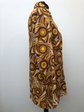 zip front  womens  vintage  Urban Village Vintage  sleeveless  round neck  orange  multi  MOD  mini dress  long sleeved  high collar  floral print  dress  brown  60s  1960s  16