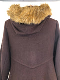 Wool  womens jacket  womens coat  womens  vintage  jacket  hooded  faux fur  coat  brown  70s  1970s  10