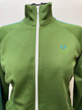 zip front  zip  womens jacket  womens  vintage  Urban Village Vintage  urban village  summer  stripey  Stripes  striped  stripe  sportswear  sports jacket  retro  pockets  jean  Jacket  high neck  Green  front pockets  Fred Perry  embroidered logo  Embroidered  elasticated  blue stripes