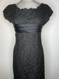 womens  vintage  retro  MOD  long sleeve  lace  floral lace  fitted  dress  black  60s  6  1960s