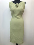 womens  vintage  Urban Village Vintage  sleevless  pockets  pencil dress  MOD  green  dress  Davisella Model  crimplene  back zip  60s  1960s  12