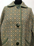 Cymru  wool  womens  welsh  vintage  Urban Village Vintage  tapestry  patterned  MOD  jacket  green  coat  60s  1960s  16
