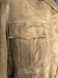 vintage  suede  safari style  Safari jacket  safari  mens  M  Jacket  Fitted  camel  brown  Belted waist  belted jacket  belted  70s  1970s