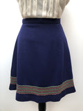 womens  vintage  Urban Village Vintage  urban village  stitch detailing  Skirts  skirt  high waisted  Embroidered  blue  8  70s  1970s