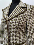 womens jacket  womens coat  womens  vintage  Urban Village Vintage  urban village  Skirts  skirt  pockets  MOD  Jacket  Green  dogtooth  decorative buttons  cream  Cotton  brown  blazer jacket  Blazer  60s  1960s