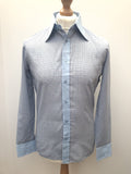 vintage  Urban Village Vintage  urban village  mens  long sleeve  L  dagger collar  collar  chest pockets  check  button fastening  blue  big collar  Amorial  70s  1970s